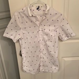 Divided button down - palm trees pattern
